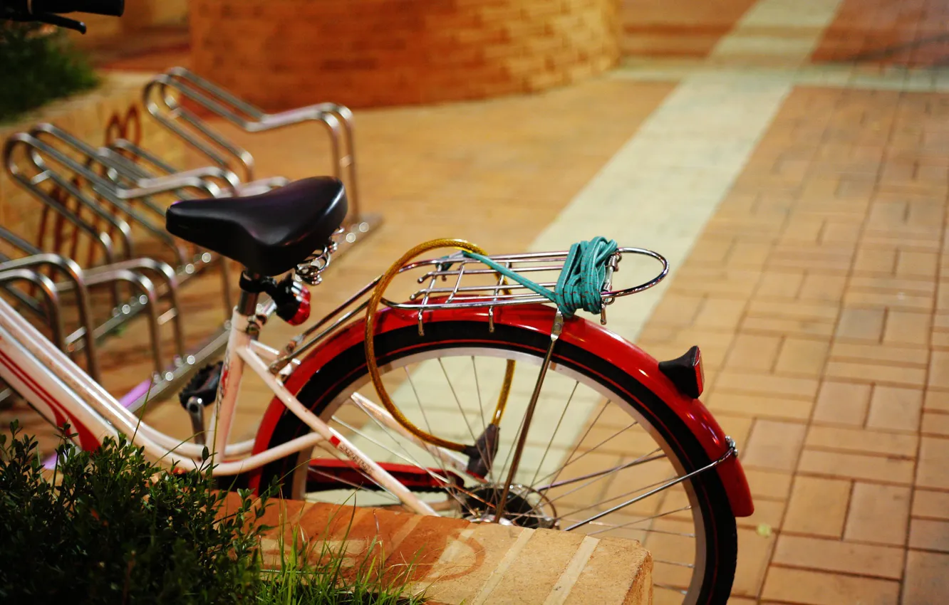 Photo wallpaper light, bike, urban scene