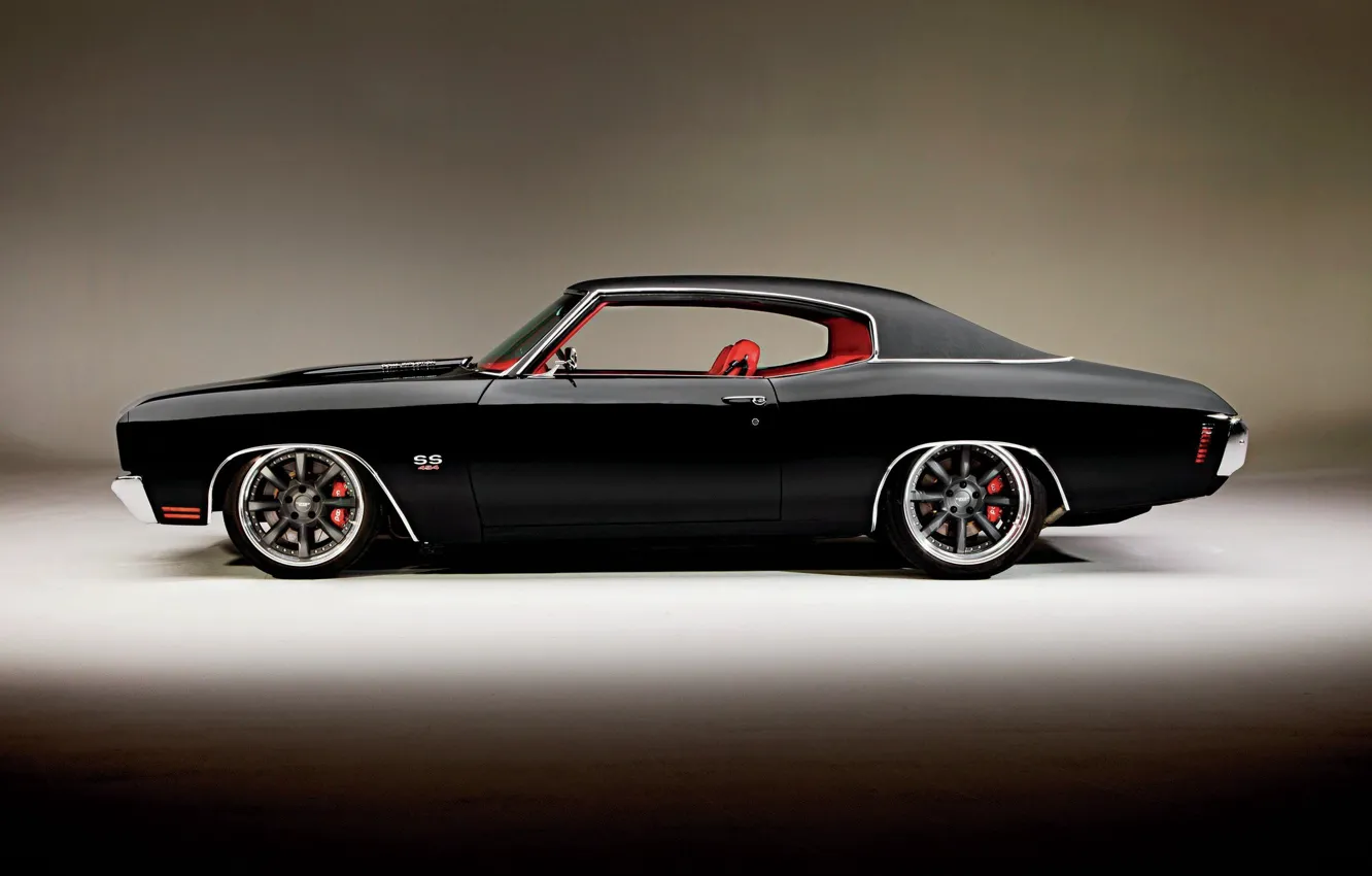 Photo wallpaper Black, Chevrolet, Machine, Tuning, Classic, Drives, Chevelle, Muscle Car