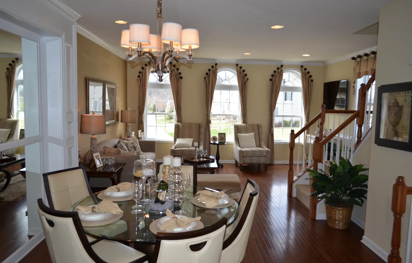 Photo wallpaper design, style, Villa, interior, dining room, living space