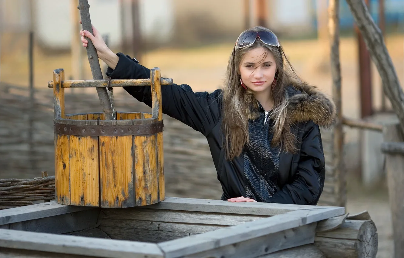 Photo wallpaper autumn, model, glasses, jacket, well, Irina Buromskih, sunglasses, Irina Muromsky
