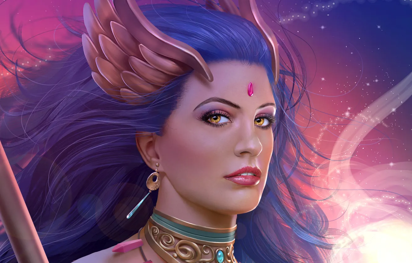 Photo wallpaper look, girl, face, hair, beauty, MAG, art, Lana Solaris