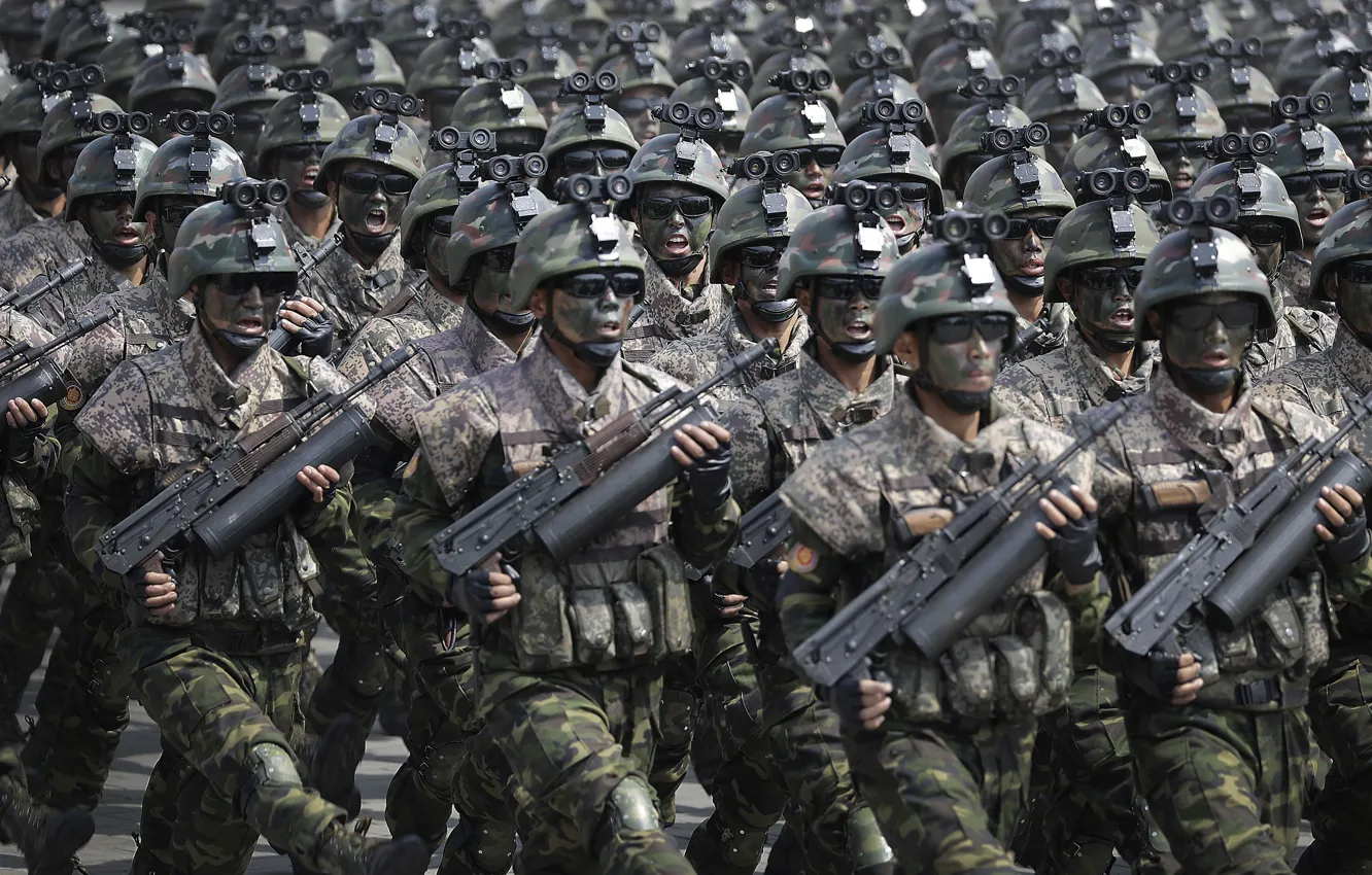 Photo wallpaper Korean, AK 47, North Korea Special Forces, pearls, soldier, North Korean, man, seifuku