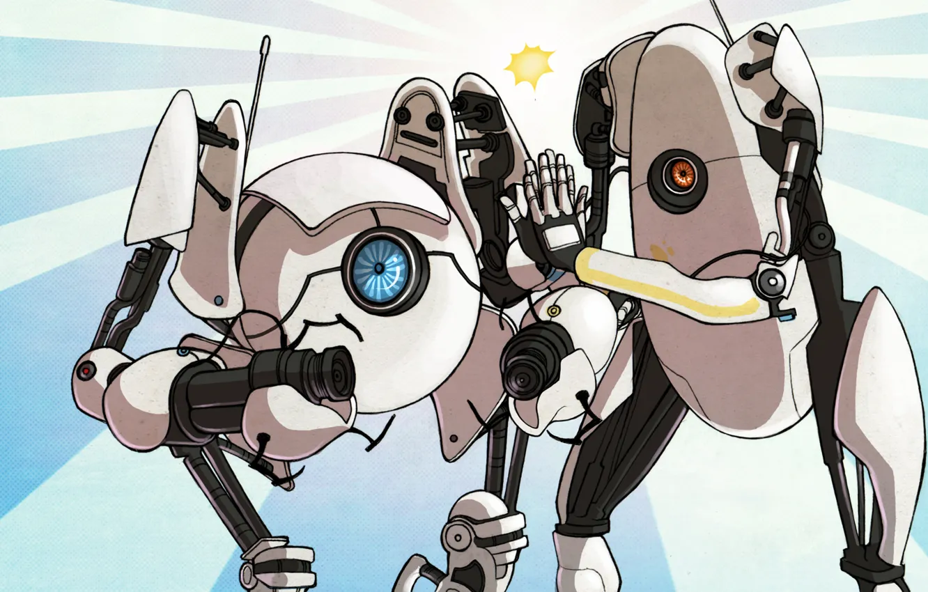 Photo wallpaper robot, Valve, Portal 2, Atlas, P-body, Co-op, Coop