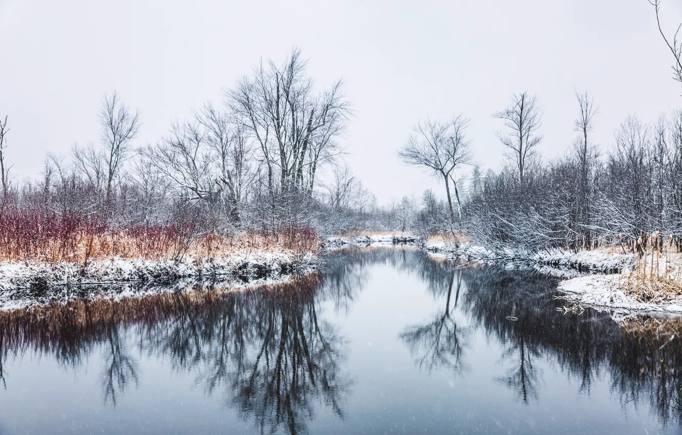 Photo wallpaper autumn, nature, Spring Snow