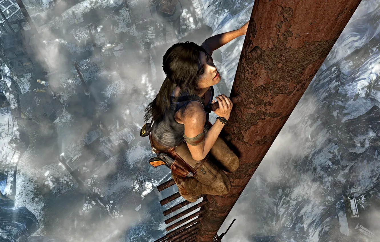 Photo wallpaper gun, Tomb Raider, Lara Croft, Lara Croft, radio, Tomb raider, radio tower