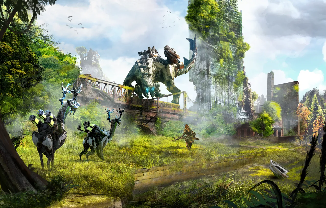 Photo wallpaper Sony, art, PS4, Horizon: Zero Dawn, Aloy, Thevideogamegallery.com