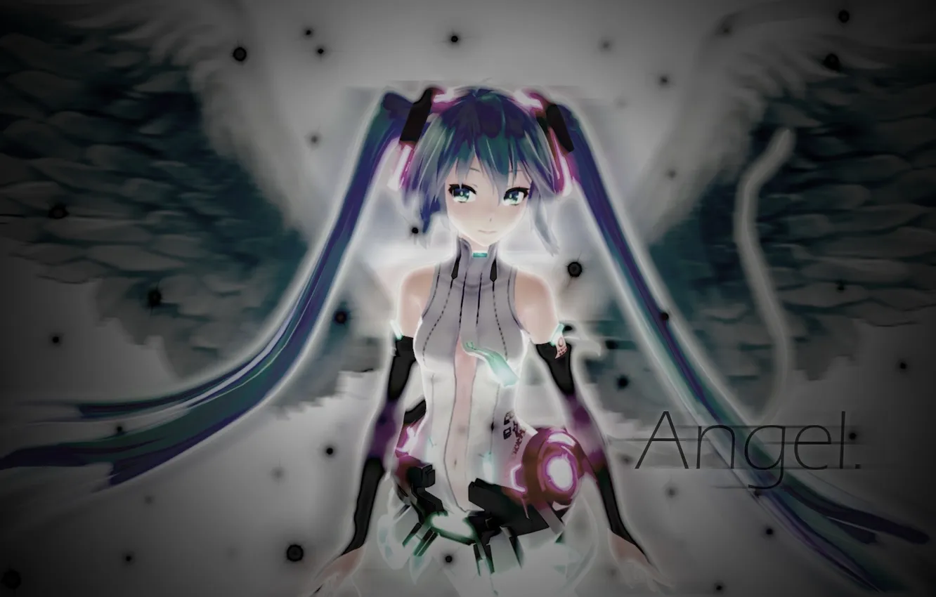 Photo wallpaper girl, wings, angel, anime, art, vocaloid, hatsune miku, Vocaloid