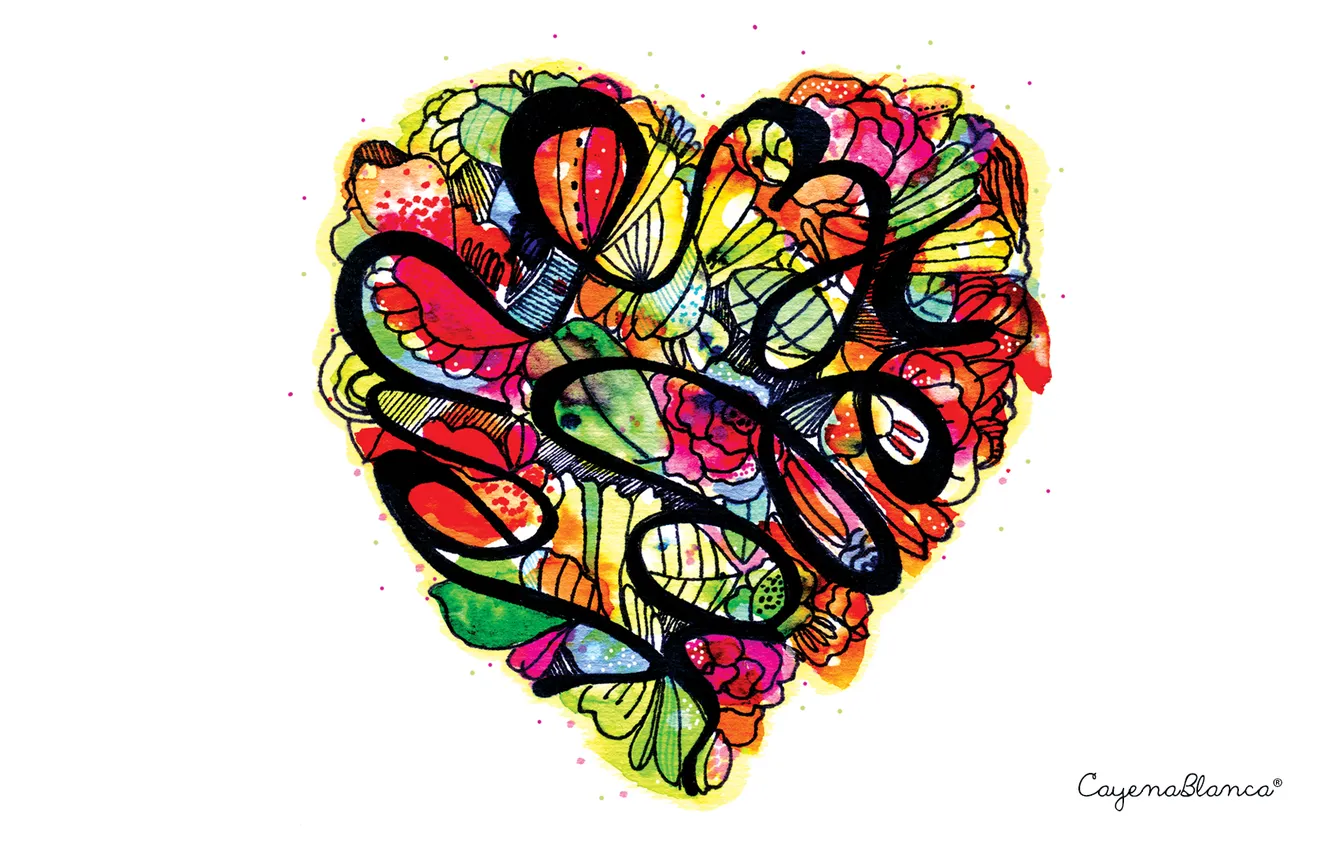 Photo wallpaper heart, hearts, of flowers