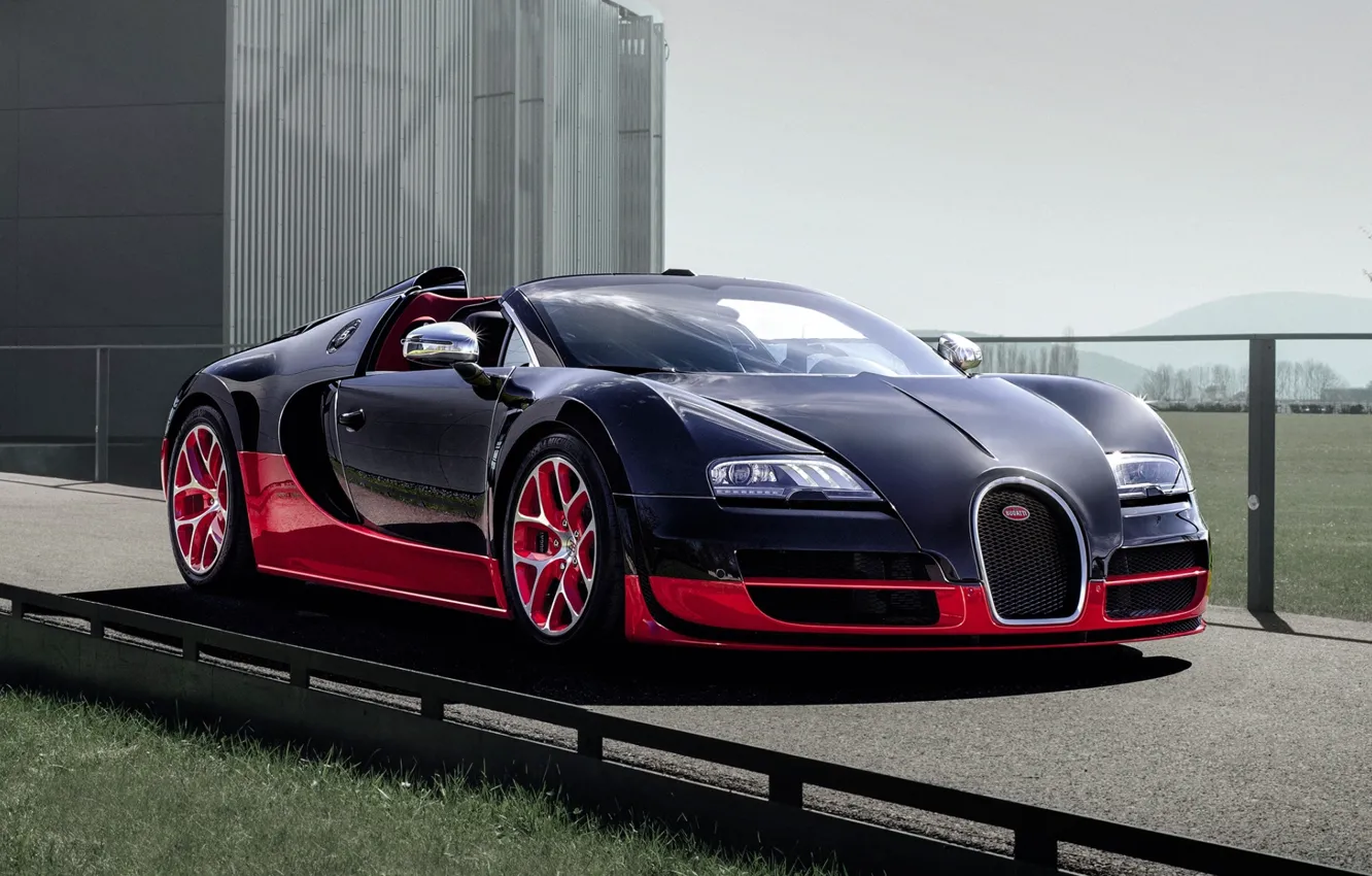 Photo wallpaper Roadster, Bugatti, Bugatti, Veyron, Veyron, supercar, the front, hypercar