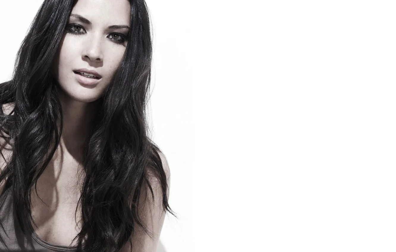 Photo wallpaper white background, Olivia Munn, look