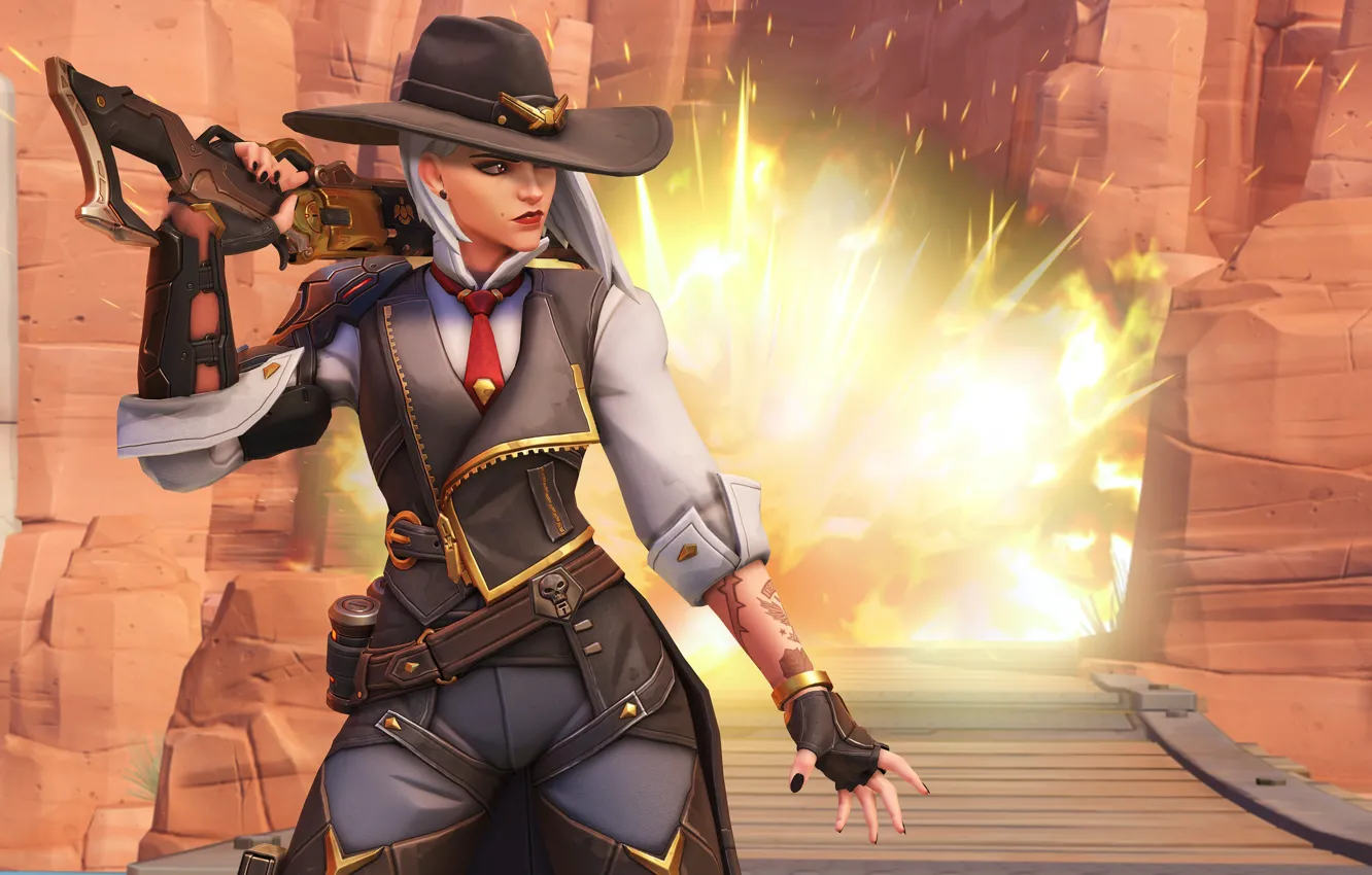 Photo wallpaper game, Blizzard, Ashe, Overwatch