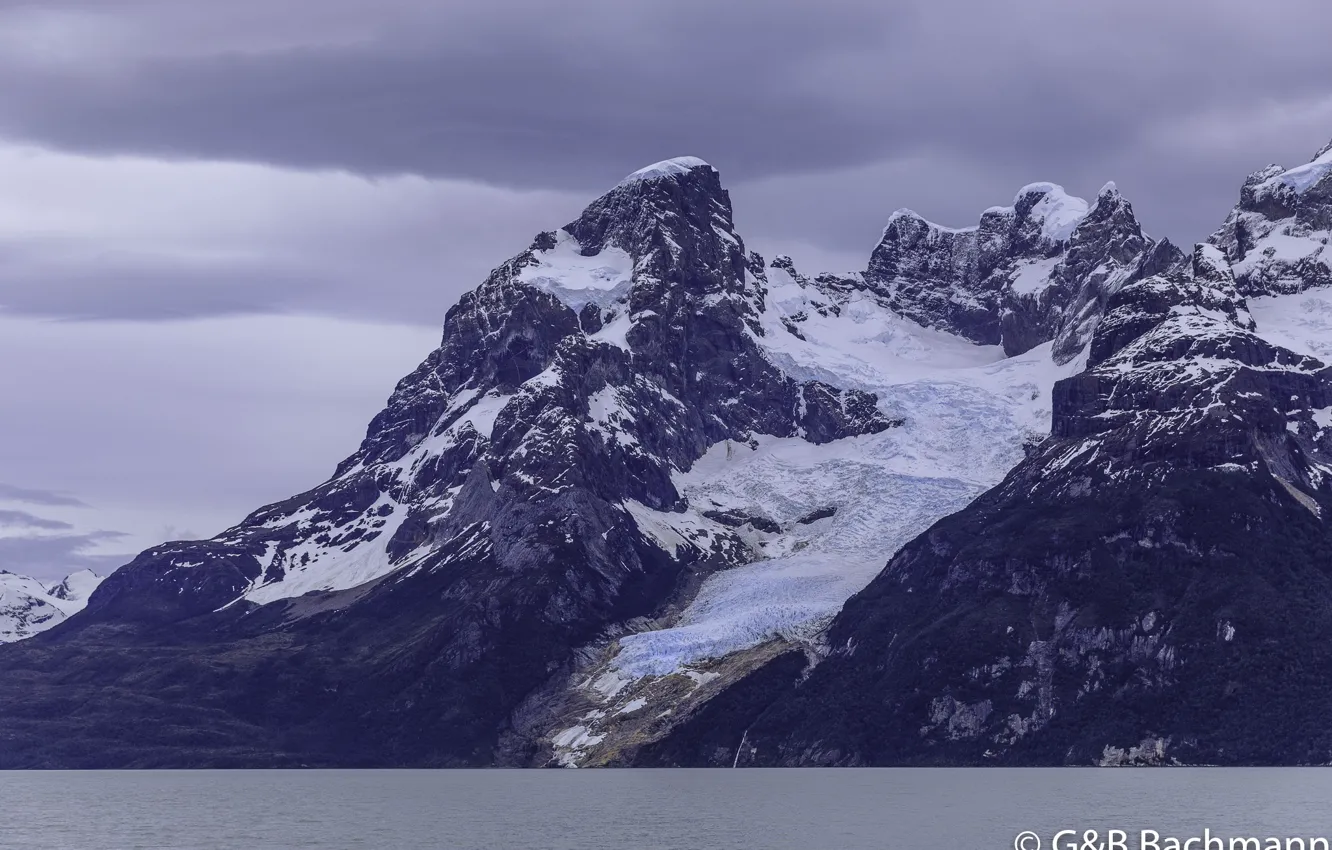 Photo wallpaper the sky, water, snow, mountains, clouds, nature, overcast, rocks
