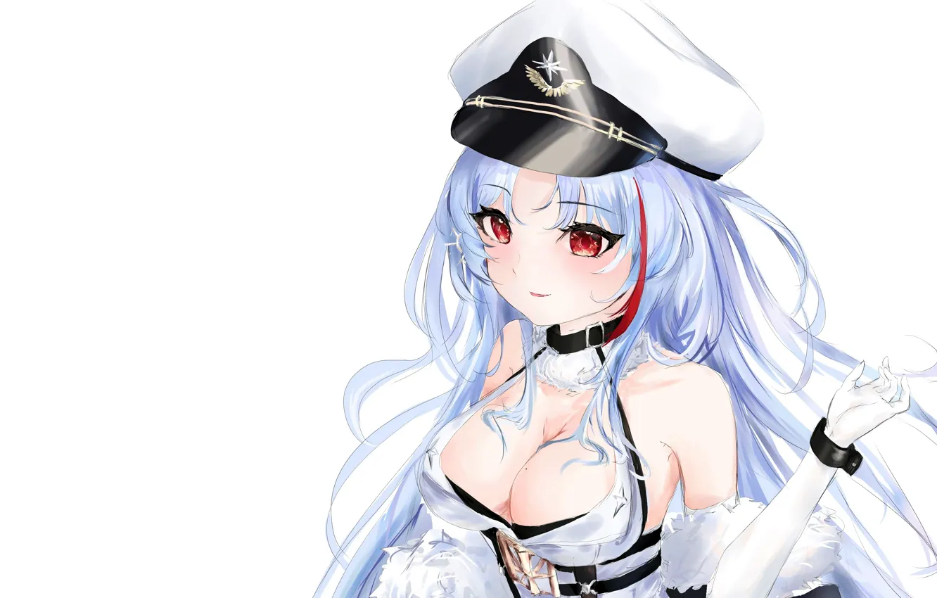 Photo wallpaper girl, sexy, cleavage, blouse, long hair, boobs, anime, beautiful