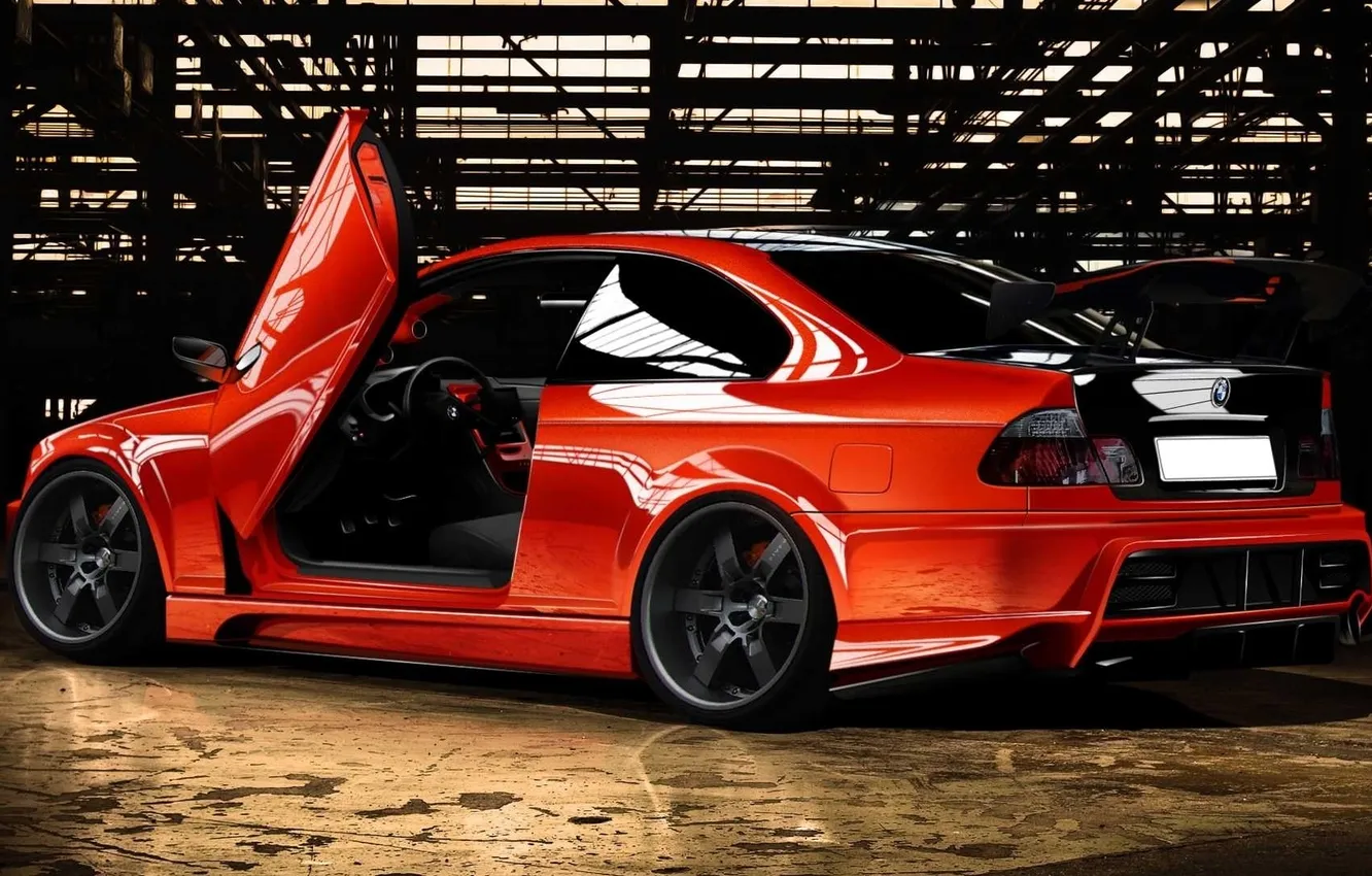 Photo wallpaper red, sport, speed, BMW, the door