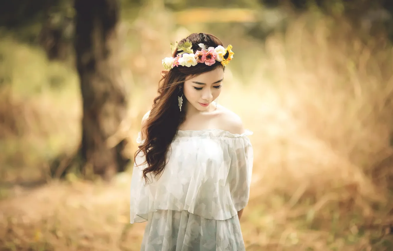 Photo wallpaper girl, background, Asian