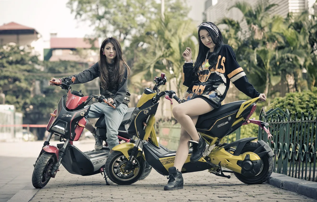 Photo wallpaper girl, background, Asian