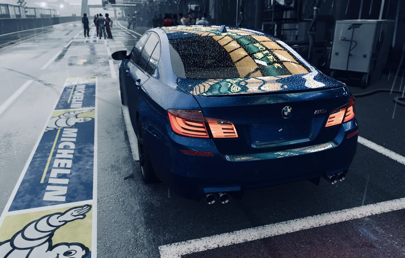 Photo wallpaper HDR, BMW, game, rain, F10, 5, FM7, UHD