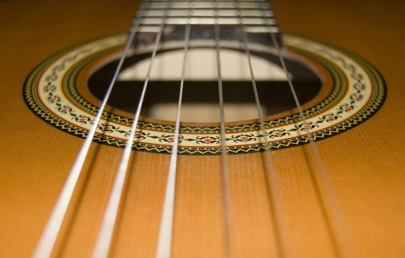 Photo wallpaper guitar, strings, woodwinds