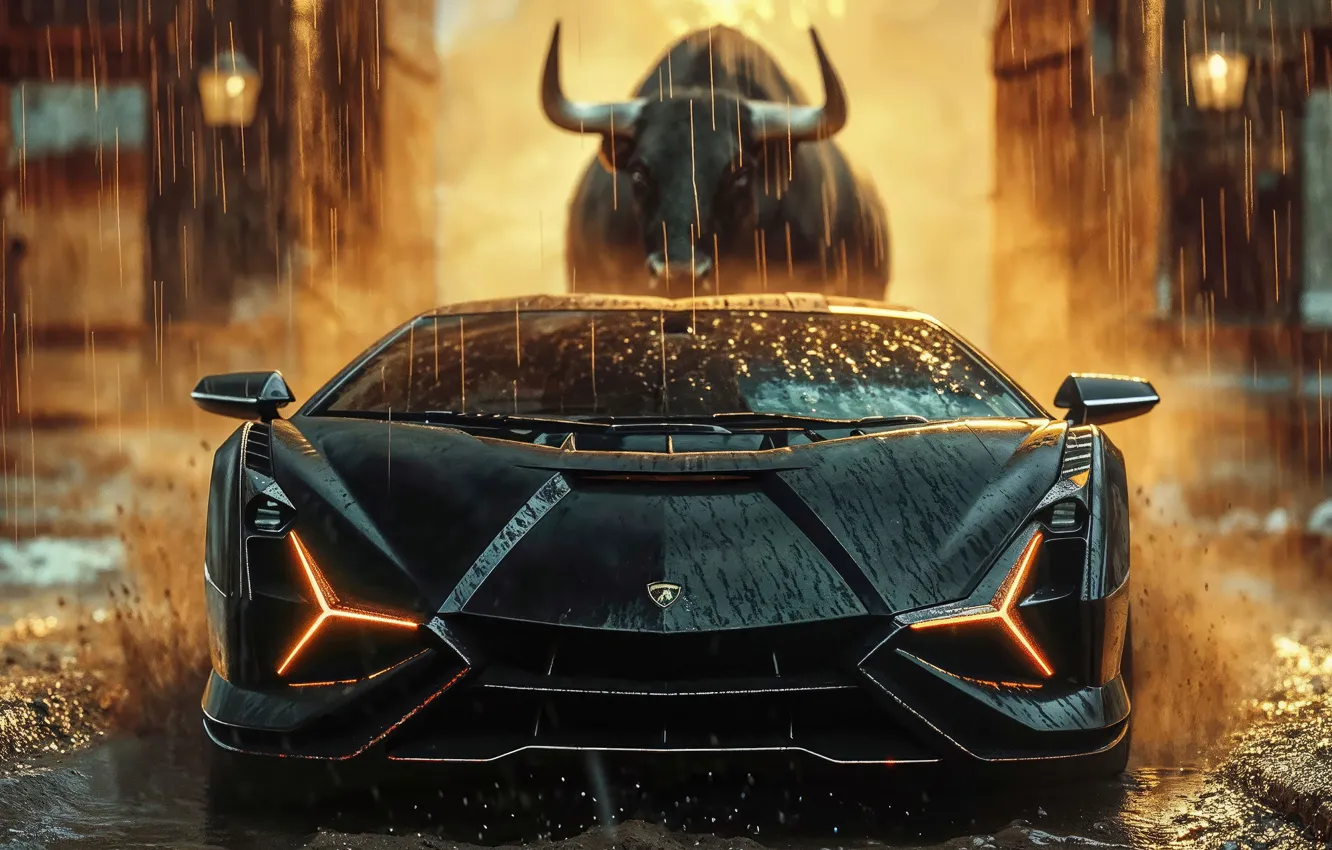 Photo wallpaper Lamborghini, bull, Stir