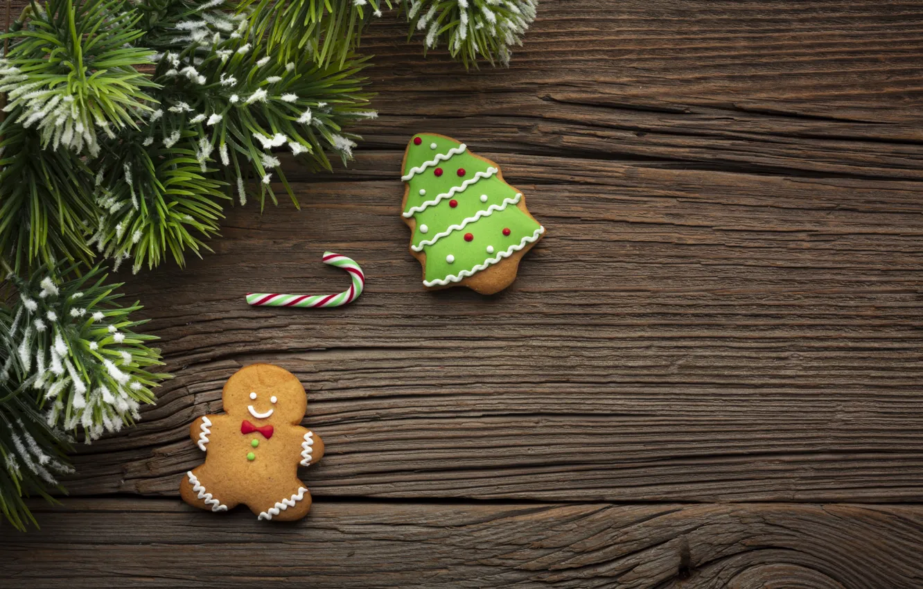 Photo wallpaper cookies, Christmas, sweets, New year, tree, Happy New Year, Christmas, New Year