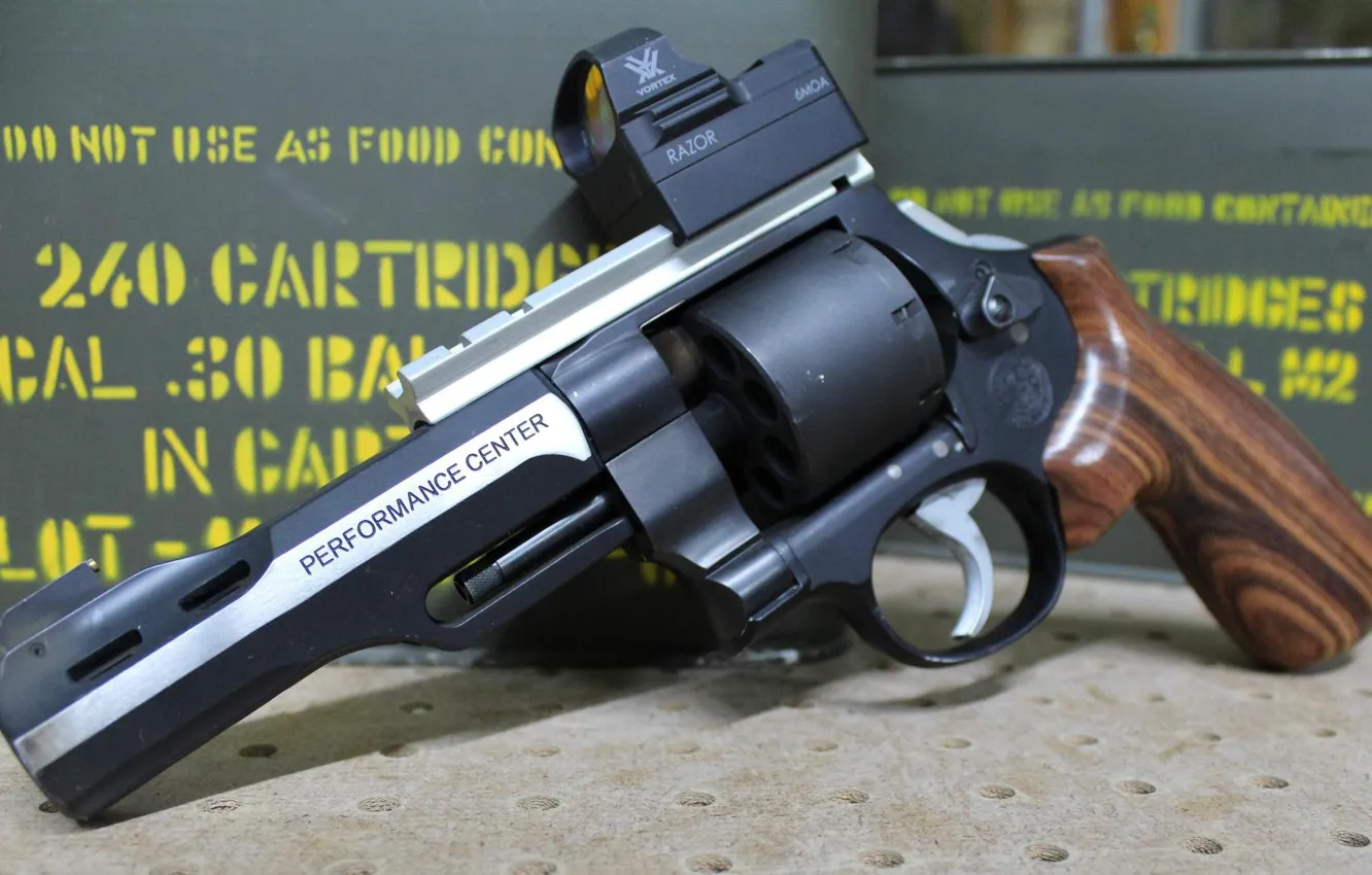 Photo wallpaper weapons, revolver, weapon, Smith & Wesson, performace center, 9 mm, 9 mm, revoler
