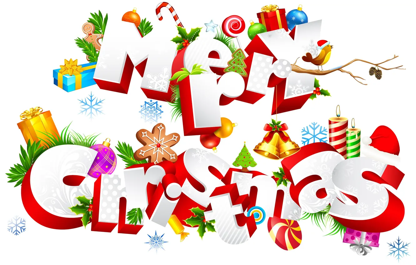 Photo wallpaper Christmas, new year, white background