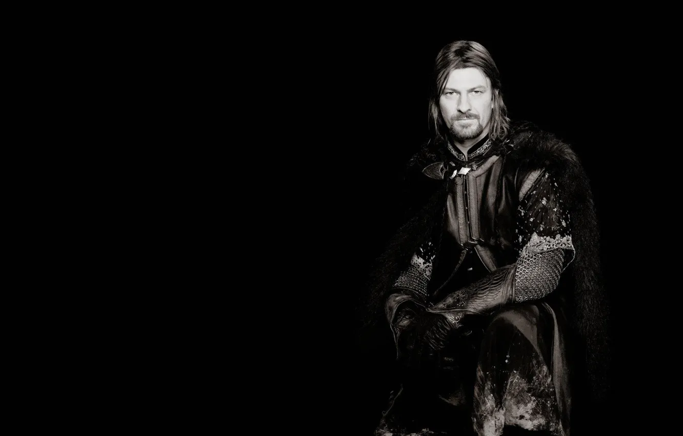 Photo wallpaper The Lord of the rings, black background, The Lord of the Rings, Sean Bean, Sean …