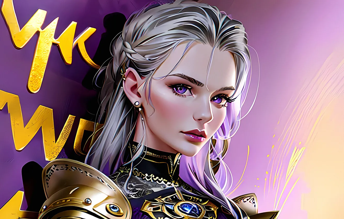 Photo wallpaper look, white hair, beautiful girl, shoulders, AI art, Stable Diffusion, Stability AI, AI Art