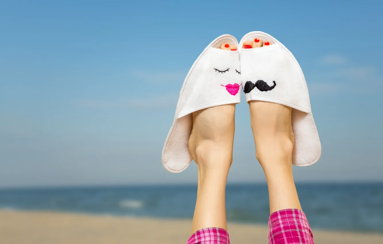 Photo wallpaper sea, beach, summer, stay, feet, summer, beach, sun