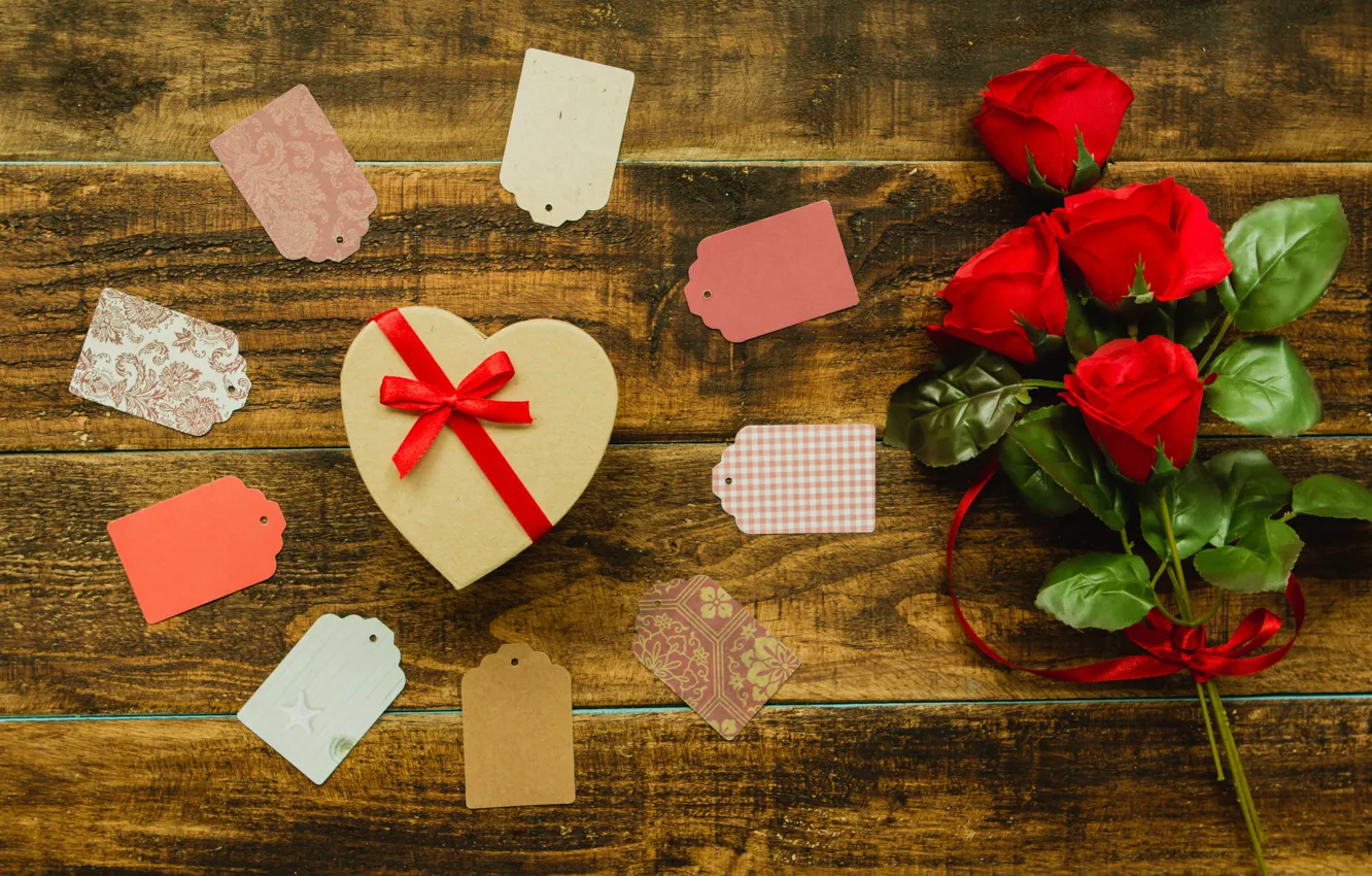 Photo wallpaper flowers, letters, holiday, gift, roses, bouquet