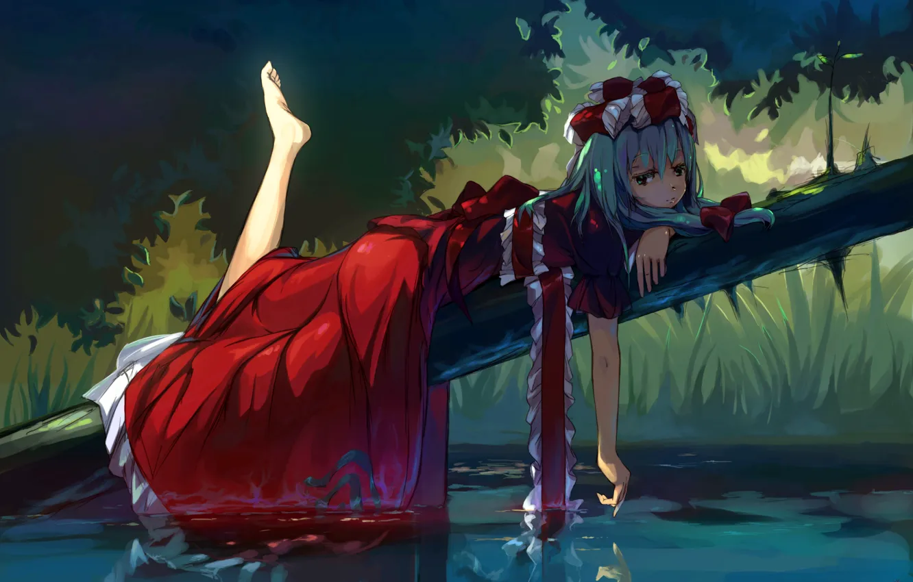 Photo wallpaper water, lies, Anime, log, touhou