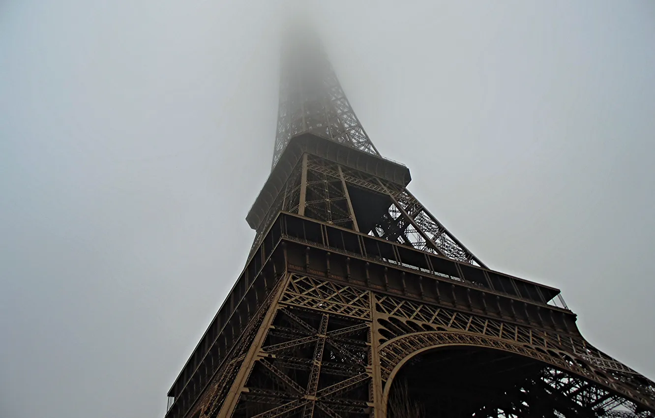 Photo wallpaper fog, Paris, Eiffel Tower
