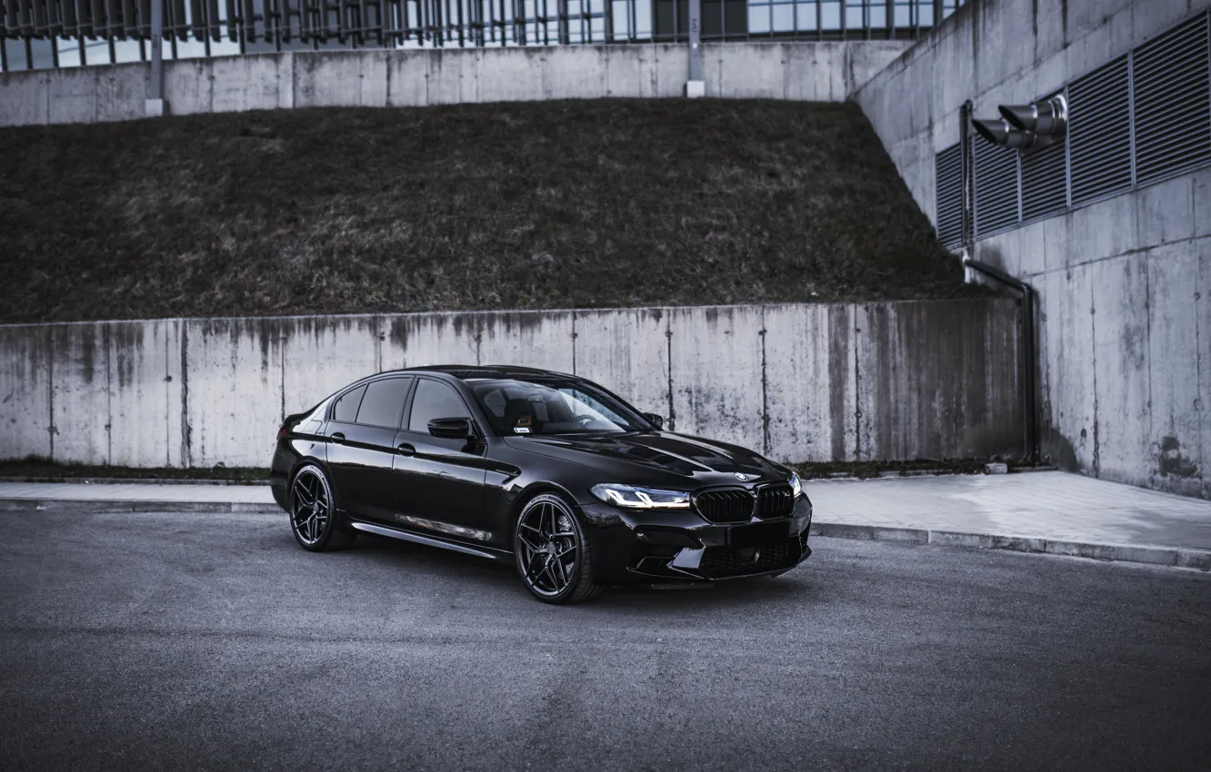 Photo wallpaper BMW, Black, Sedan, Sight, LED, F90