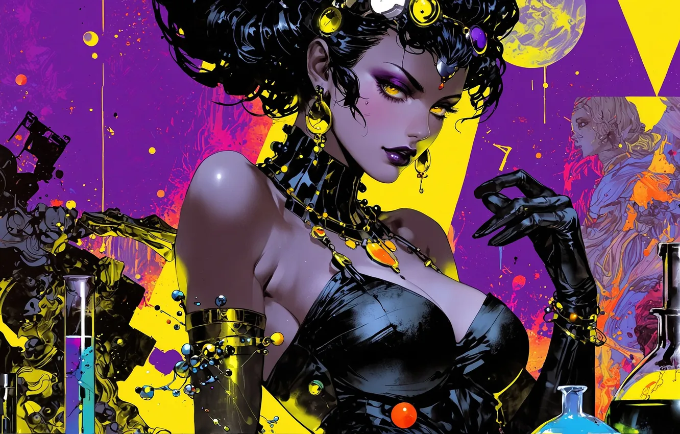 Photo wallpaper girl, style, purple background