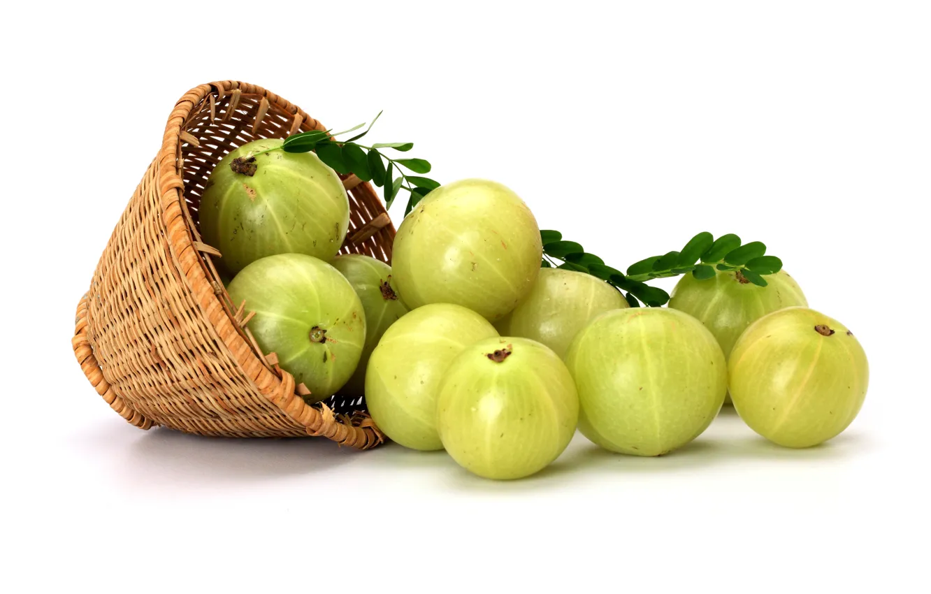 Photo wallpaper berries, gooseberry, basket