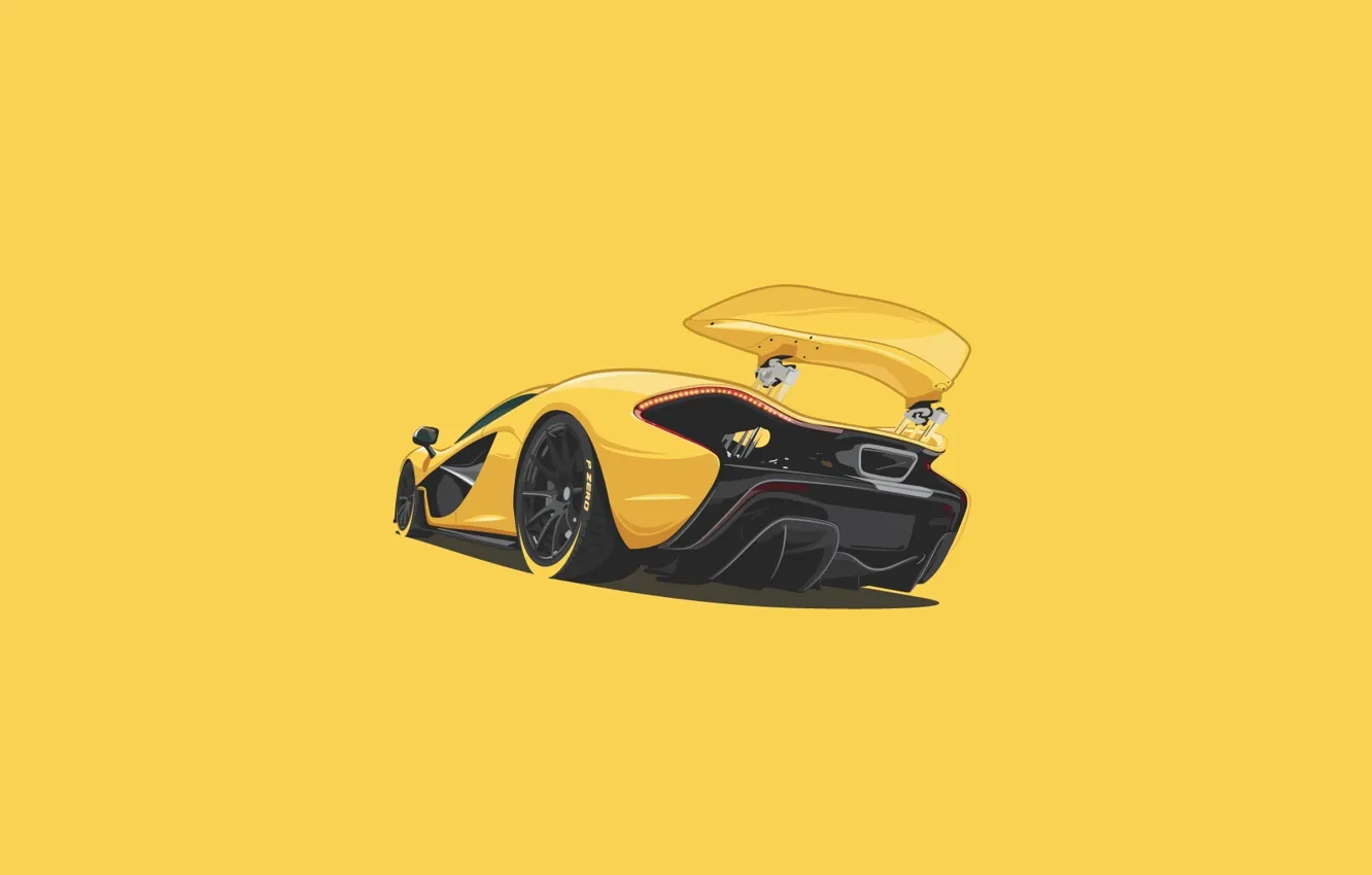 Photo wallpaper McLaren, Yellow, Supercar, Rear, Minimalistic
