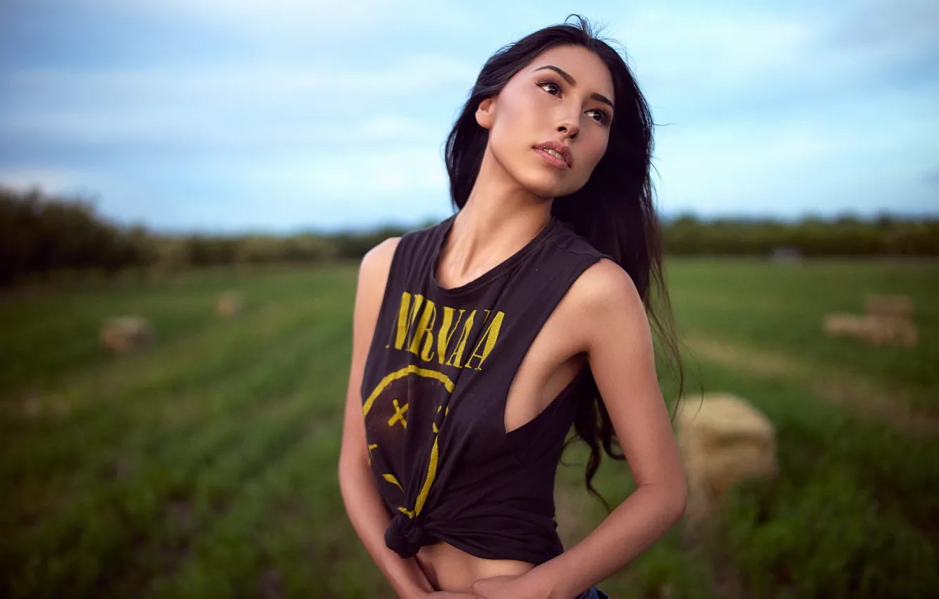 Photo wallpaper girl, face, background, hair, melissa