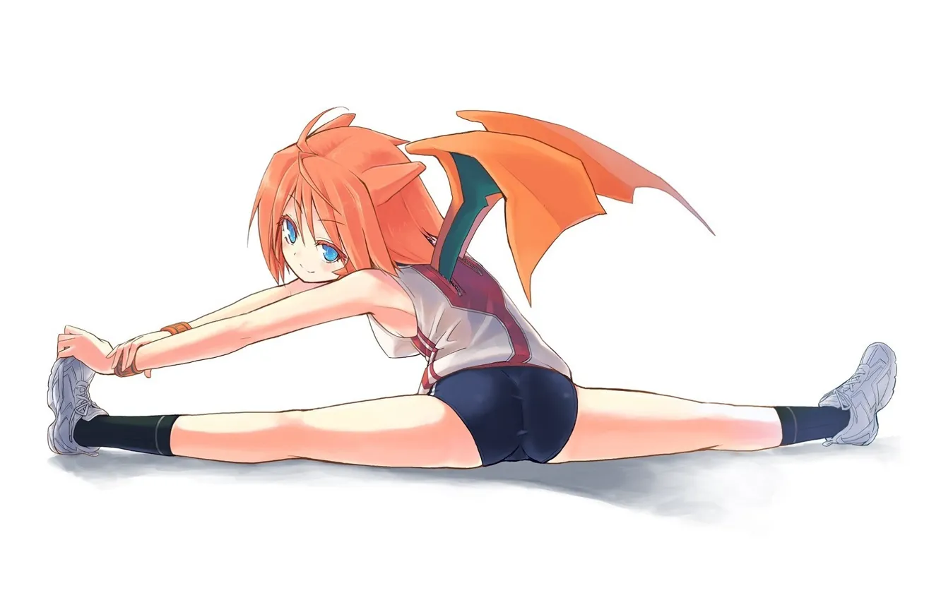 Photo wallpaper wings, white background, red, charging, ears, sneakers, stretching, pokemon