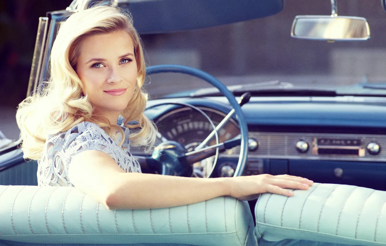 Photo wallpaper auto, actress, blonde, convertible, Reese Witherspoon, Reese Witherspoon