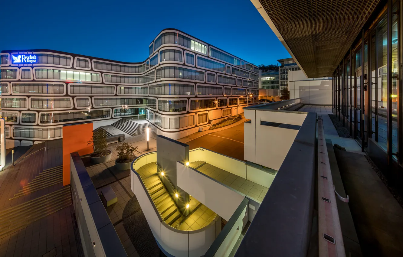 Photo wallpaper Germany, architecture, Stuttgart, Stuttgart, blue hour, Z-UP