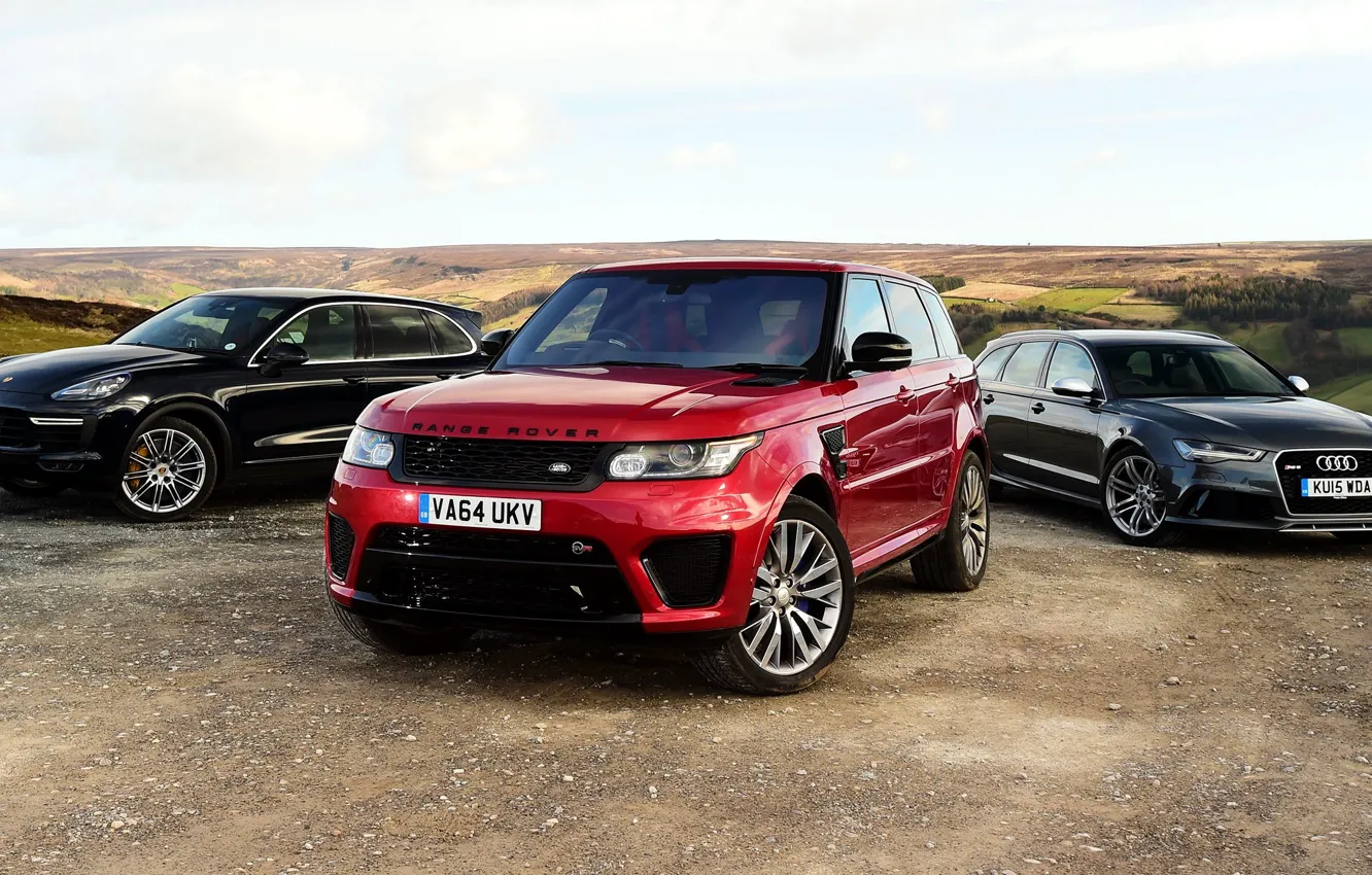 Photo wallpaper Audi, Audi, Porsche, Land Rover, Range Rover, Porsche, range Rover, 2015