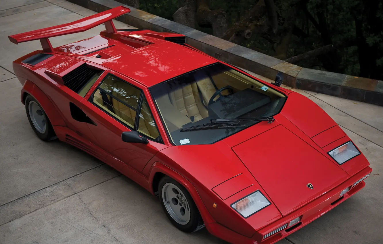 Photo wallpaper machine, red, Lamborghini, spoiler, Countach, lp5000 s quattrovalvole