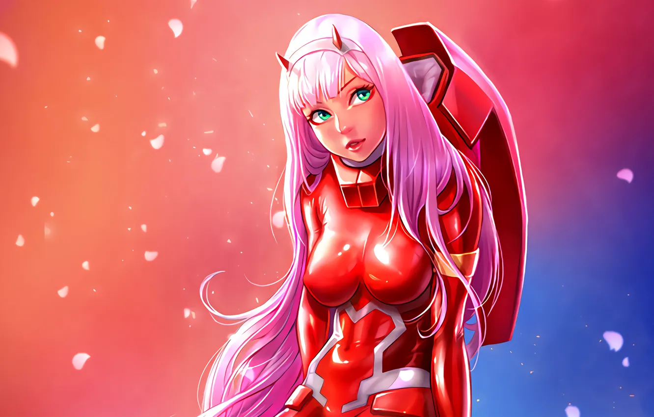 Photo wallpaper look, fluff, pink hair, green eyes, anime, big Breasts, green eyes, look