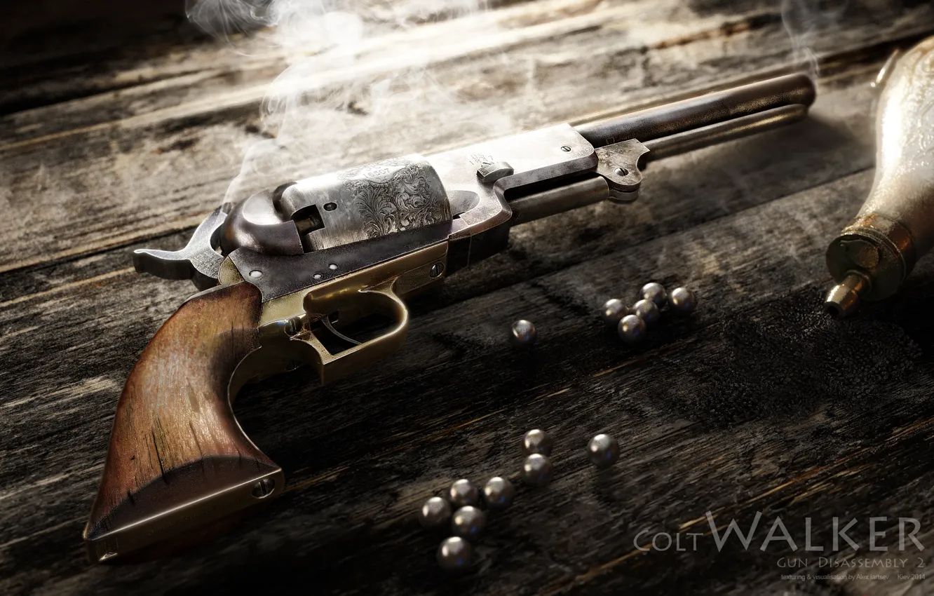 Photo wallpaper rendering, weapons, revolver, Alexander Iartsev, Colt Walker, Colt Walker