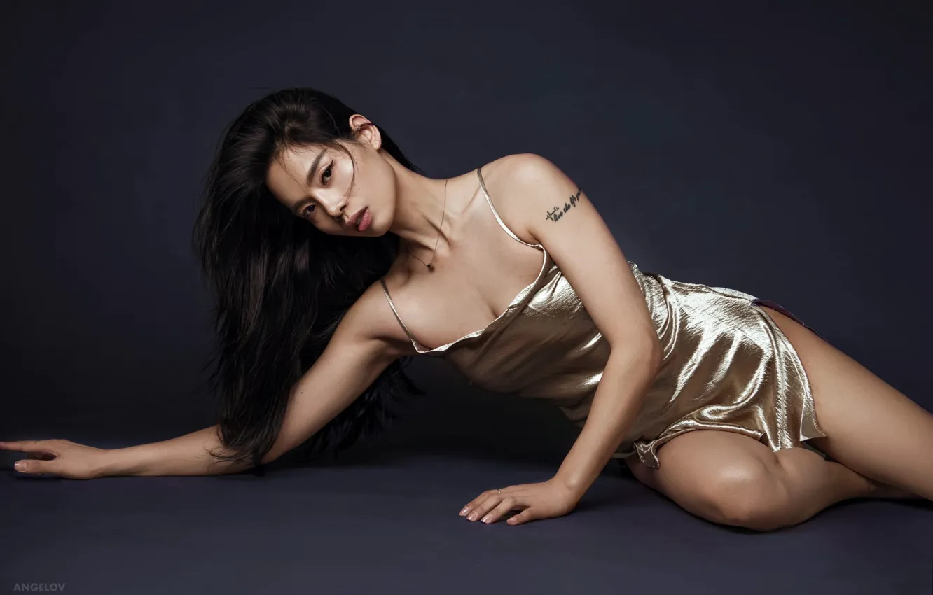 Photo wallpaper girl, pose, background, hands, dress, Eugene Angels, Angelov