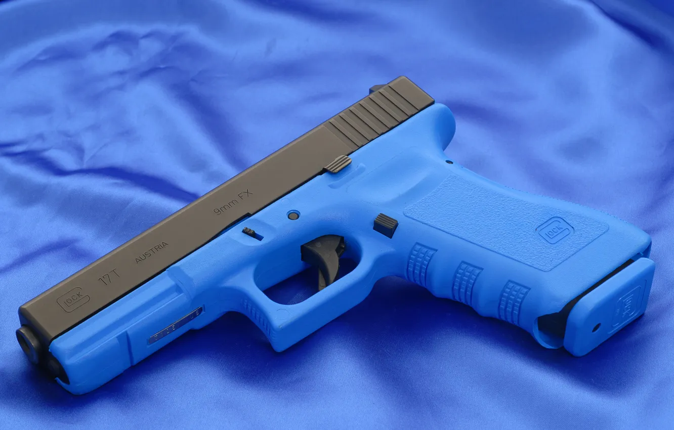Photo wallpaper blue, canvas, gun, weapons, background, Wallpaper, Austria, Glock