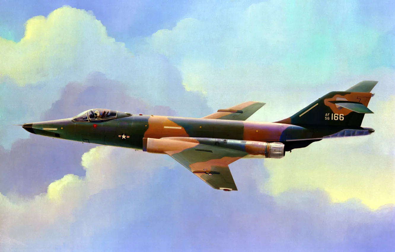 Photo wallpaper war, art, painting, jet, McDonnell F-101 Voodoo