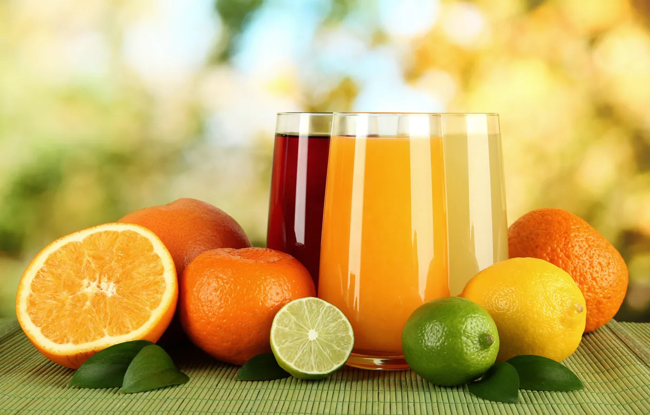 Photo wallpaper lemon, orange, juice, lime, juice, lemon, drink, orange