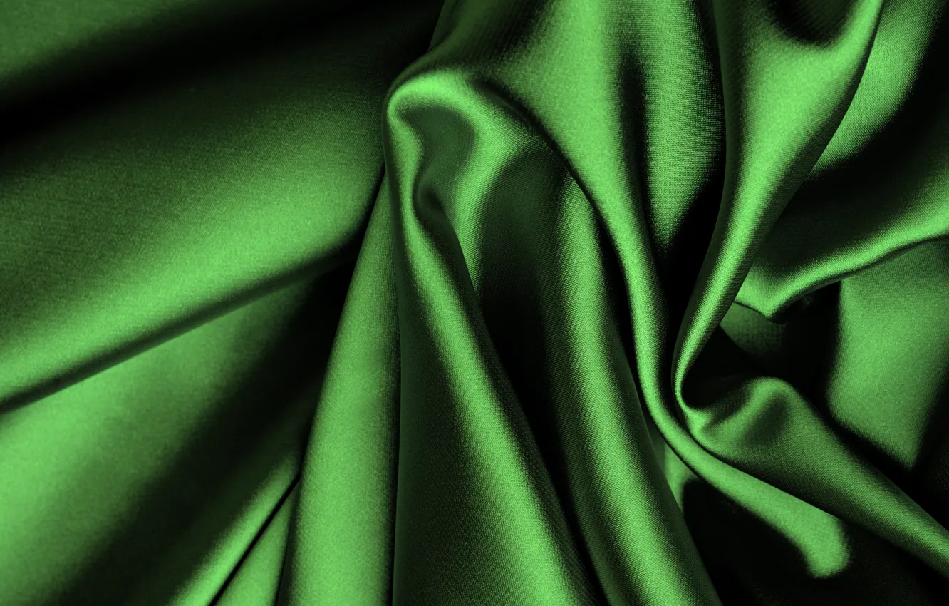 Photo wallpaper green, silk, fabric, folds, satin