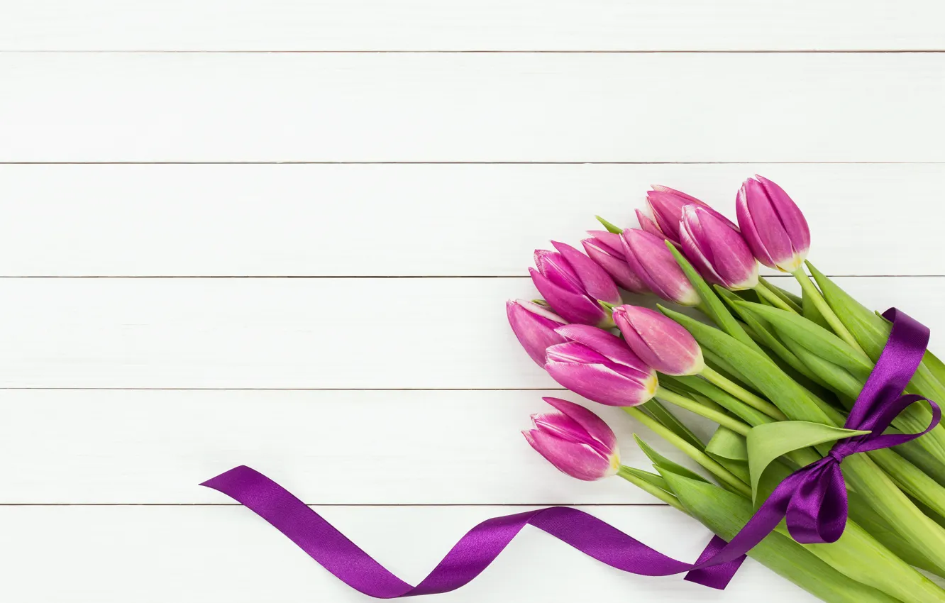 Photo wallpaper flowers, bouquet, tape, tulips, flowers, tulips, purple